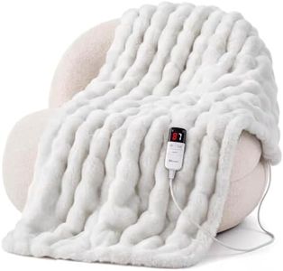 Warmrest Heated Blanket Faux Rabbit Fur Electric Blanket 90"x100" White