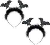 2Pcs Halloween Headband,Plush Surface Bat Headband,Realistic Black Headband Halloween Headbands for Women Kids Girls Alice Hair Band Cosplay Halloween Costumes Accessories Fancy Dress Photo Props