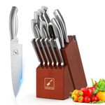 Knife Set, imarku 15 Pieces German Stainless Steel Knife Block Set with Built-in Sharpener, Kitchen Knives Set with Block