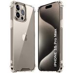 TheGiftKart TPU Ultra-Hybrid Crystal Clear Back Cover Case For Iphone 15 Pro Max | Camera & Screen Protection Bumps | Shockproof Design | Hard Back Cover Case For Iphone 15 Pro Max (Transparent)