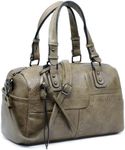 Dasein Women Soft Vegan Leather Barrel Bags Large Hobo Top Handle Work Totes Satchel Handbags Shoulder Purse(army green)