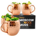 Moscow-Mix Moscow Mule Mugs - Set of 4-100% Pure Copper Mugs Large 16 oz - Food Safe - Premium Moscow Mule Cups Set of 4 - Solid Copper Cups Perfect Premium Gift