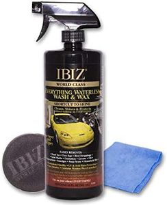 IBIZ Waterless Wash and Wax - 32oz Premium Carnauba Formula - Safe for All finishes - Rinse Free - Long Lasting Shine, Deep Gloss, and Advanced Protection.