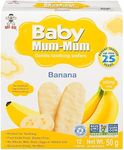 Hot-Kid Baby Mum-Mum Rice Rusks, Banana, Gluten Free, Allergen Free, Non-GMO, Rice Teether Cookie for Teething Infants, 50gms, Pack of 24