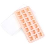 Quixella Small Ice Cube Tray with Lid - Mini Ice Cube Tray with Lid for Freezer, Easy Detach Small Ice Cube Tray - Makes 21 Ice Cubes for Iced Coffee, Whisky, Drinks and Cocktails (square-shaped)