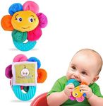 Wristy Buddy Teething Ring for Babies 0-6 8 10 12 Months | Cute Soft Flower Teething Toys & Gloves | Baby Teething Relief Toy Pack | Infant Chew Toys for 3-6 Months, 1 2 3 Years