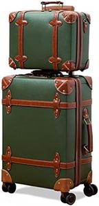 NZBZ Vintage Luggage Set of 2 Pieces with TSA Lock Cute Retro Trunk luggage (Green, 14inch & 28inch)