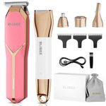 BLIBEE Hair Clippers & Bikini Trimmer for Women - Waterproof Electric Clippers and 4 in 1 Bikini Trimmer Set, Deluxe Hair Trimmer, Wet/Dry Body Shaver for Nose Eyebrows Beard Pubic Hair, Pink…