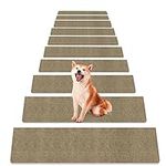 HAODEMI Non-Slip Stair Treads Carpet for Wooden Steps, 27.6 x 8.7IN Self-Adhesive Stair Treads Mat, Safety Indoor Stair Runner Mats, Anti Slip Stair Rugs for Kids Elders and Dogs, 15PCS(Moca)