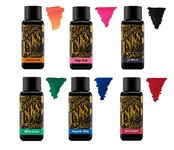 Diamine - 30ml Fountain Pen Ink - Colour Wheel - 6 Pack - Autumn Oak, Hope Pink, Jet Black, Ultra Green, Majestic Blue, Red Dragon