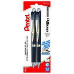 Pentel EnerGel Permanent Retractable Liquid Gel Rollerball Pen, Archival Quality, Water Resistant Ink, For Signing Important Documents, 0.5mm Fine Point, Blue Ink, BLP75BP2-C, 2 Pack