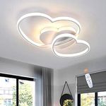 LED Dimmable Ceiling Light Heart Shaped Ceiling Lamp Modern Living Room Lamp with Remote Control Metal Chandelier for Kids Room Boys Girls Bedroom Decoration Pendant Lighting,White,65cm