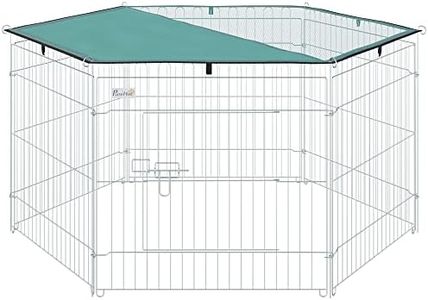PawHut Parque de Juegos para Perros 6 Paneles 59x60 cm Plegables Valla Metálica para Mascotas con Puerta con Pestillo y Toldo Superior para Jardín Patio Exterior Plata