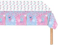 137*274cm Pink and Blue Baby Shower Gender Reveal Table Cloth for Baby Girl Boy,Gender Reveal Table Decorations Baby Reveal Tablecloths Plastic Table Cover for Girls,Boys Gender Reveal Party Supplies