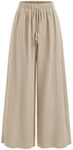 CIDER Women's High Waisted Wide Leg Pants with Pockets Drawstring Palazzo Business Casual Dress Pants Loose Trousers: Beige, M