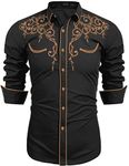 COOFANDY Western Shirt Men Cowboy Embroidered Shirts Cotton Mexican Dress Shirts