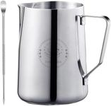 Milk Frothing Pitcher 50oz,Espresso Steaming Pitcher 50oz,Espresso Machine Accessories,Milk Frother cup 1500ml,Milk Coffee Cappuccino Latte Art,Stainless Steel Jug Cup with Decorating Art Pen