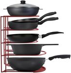 Extreme Matters Heavy-Duty Pots and Pans Organizer | 5-Tier Cookware & Lid Storage Rack | Free-Standing or Wall-Mount | Kitchen Organizer for Cast Iron Skillets, Pots, Frying Pans, Lids | Red