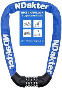 NDakter Bike Chain Lock, 5 Digit Combination Heavy Duty Anti Theft Bicycle Chain Lock,2.62/3.2/4.27/5/6Ft Long Security Resettable Bike Locks for Bike, Bicycle, Scooter, Door, Gate, Fence-4/6mm Thick