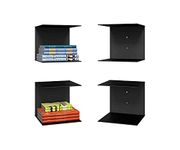 LEVON Metal Book Shelves Wall Mounted Floating Shelves Set Of 2, Picture Shelving Ledge For Kitchen, Living Room, Bedroom, Office (Medium), Black