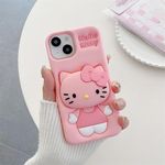 Case Creation for Vivo Y200 5G 3D Cartoon Hello Kitty Case,Full Protective Bow Cat Girly Kitty Doll Back Case with Holder Cute Soft Silicone Stylish Fashion Aesthetic Cover for Vivo Y200 5G