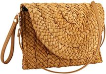 Summer Beach Bags for Women Straw Clutch Woven Handbag Straw Crossbody Bag (Coffee Color)