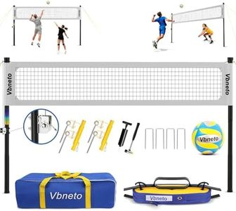 Vbneto Volleyball Net for Backyard, Anti-Sag Heavy Duty Adjustable Outdoor Net with Winch System, Beach Volleyball Set with Ball and Carry Bag