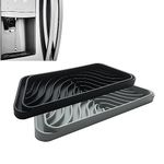 Silicone Refrigerator Drip Pan Catcher 2 packs, Protects Ice and Water Dispenser Pan From Spills,Fit Refrigerator Water Tray, Coffee Machine Tray Recycle and Dry Quickly (Rectangular, Black+Grey)