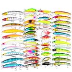 CHSEEO Fishing Lure Kits 53pcs Fishing Lure Set Fishing Baits Kit With Fishing Tackle Box Including Wobblers Swimbaits Crankbaits Spinnerbaits Artificial Lures for Freshwater Saltwater Fishing #5