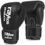 Raytos Boxing Gloves for Men & Women, Multi-Layered Training Sparring Gloves (8, 10, 12, 14, 16 Oz) for Boxing, Kickboxing, Muay Thai, MMA, Punch Bag Workout (Black, 12oz)