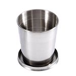 Stainless Steel Collapsible Cup Camp Wine Glass Cup Keychain Folding Accompaniment Folding Cup Water Glass with Retractable Stainless Steel Size Foldable Cup for Mug Key Holder (L)