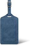 Leather Luggage Tags with Flap & Strap, Name ID Card for Luggage Suitcase, Sturdy Travel Bag Tags Identifier, Baggage Labels Personalized for Women Men, Cruise Ships (Blue)