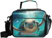 Ocean Sea Cute Turtle Lunch Box for Kids Boys Girls, Cooler Insulated Lunch Tote Bag with Adjustable Strap for School Daycare