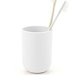 Tumbler Toothbrush Holder Plastic Cups Bathroom Tidy Razor Holder Toothpaste Holder Small Makeup Brush Holder Small Bathroom Cup Travel Camping Portable Reusable Storage Cups 350ml (White)