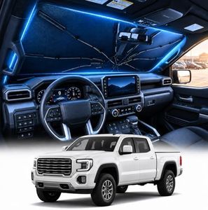 [2026 Upgraded] DooGooCoo Windshield Sun Shade Umbrella for GMC Sierra [100% Sunlight Blocked, Cooling Ice Crystal] Sunshade for Car Windshield for Sierra Sun Shade 2014-2026, Custom Fit for Sierra.