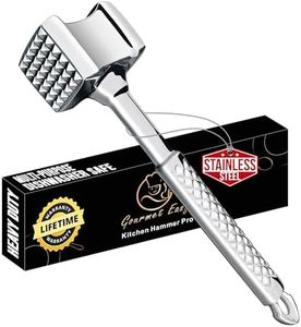 Meat Tenderizer Stainless Steel - Premium Classic Meat Hammer - Kitchen Meat Mallet - Chicken, Conch, Veal Cutlets Meat Tenderizer Tool - Meat Pounder Flattener - Non-SLIP Grip with 5 years Warranty