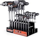 HORUSDY 18-Piece T-Handle allen wrench set, Inch/Metric Long Arm Ball End Hex Key Wrench Set, MM(1.5mm-10mm) SAE(1/16"-3/8")