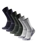 DANISH ENDURANCE 3-Pack Merino Wool Hiking Socks, Anti-Blister Padding, Moisture-Wicking, for Men, Women & Kids, Multicolor (1x Green, 1x Grey, 1x Navy Blue), Large