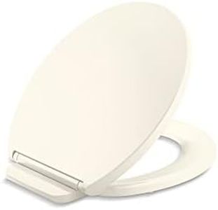 KOHLER 27332-96 Glissade Quiet Close Round Toilet Seat with ReadyLatch Hinge, Soft Close Toilet Seat Round, Toilet Seats for Standard Toilets, Biscuit