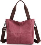 Women's Canvas Tote bag Small Work Purses Handbag Shoulder Crossbody Bags Daily Satchel (Red)