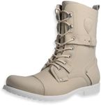 J75 Men's Deploy Light Weight | Mid-calf | Lace-up & Inside Zipper | Combat | Tactical | Army | Cap-toe Military Boots, Beige, 8