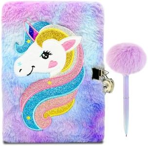 Cuackamily Unicornio Diario Secreto Niña, Unicornio Diario Secreto con Llave y Candado, A5 Juego de Diario de Unicornio de Felpa para con Diario y Bolígrafo, Regalos para Nina 5 6 7 8 Años (Púrpura)