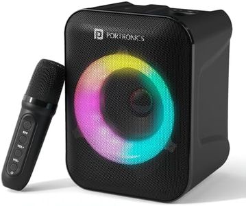 Portronics Apollo One 20W Wireless Bluetooth Portable Speaker with Wireless Karaoke Mic, 5 Hour Playtime, RGB LED Light, Bluetooth V5.3, Easy Grab Handle, USB/AUX in/TF Card, Type C Charging(Black)