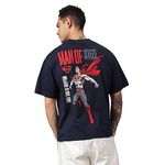 Free Authority Superman Printed Loose Fit Blue Cotton Men's T-Shirt