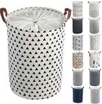 Haundry Thickened Large Laundry Hamper with Durable Handle,21.6" Tall Round Foldable Laundry Basket for Clothes Storage