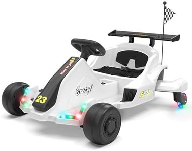 12V Kids Electric Go Kart for Ages 4+, Drift Go Cart with Music & LED Lights, Drifting Car with Swivel Rear Wheels, Adjustable Seat Belt, Outdoor Ride on Toys for Boys and Girls(White)