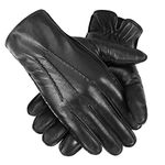 GSG SINCE 1998 Mens Chrome-free Leather Gloves Winter Touchscreen Sheepskin Wool Lined Warm Gloves for Driving Black Large