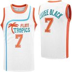 Flint Tropics Jackie Moon #33 Coffee Black #7 Semi Pro 90s Hip Hop Clothes for Party Men Basketball Jersey Green White, 7 White, Small