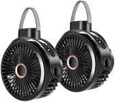 Odoland 2 Pack 10000mAh Camping Fan, Portable Rechargeable Battery Operated Tent Fan with Hanging Hook, 4 Speeds Quiet Strong Airflow, Personal Desk Fan Small Fan for Outdoor Picnic Travel Hiking