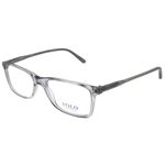 Polo Ralph Lauren Men's PH2155 Prescription Eyewear Frames, Semi-Shiny Transparent Grey/Demo Lens, 54 mm